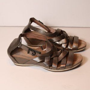Dansko Pewter Vivian Gladiator Wedge Leather Sandals Size 39
